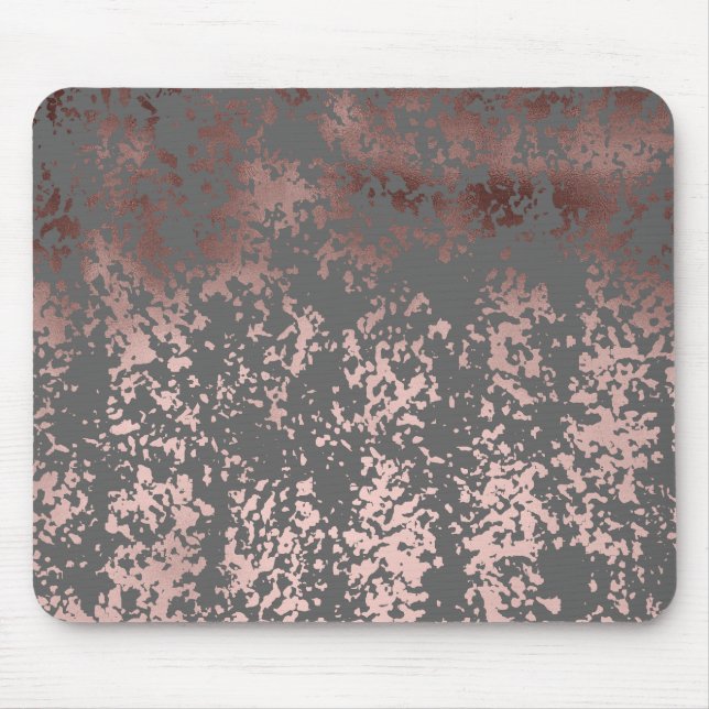 elegant faux rose gold and grey brushstrokes mouse pad (Front)