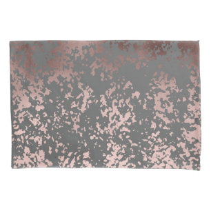 elegant faux rose gold and grey brushstrokes pillowcase