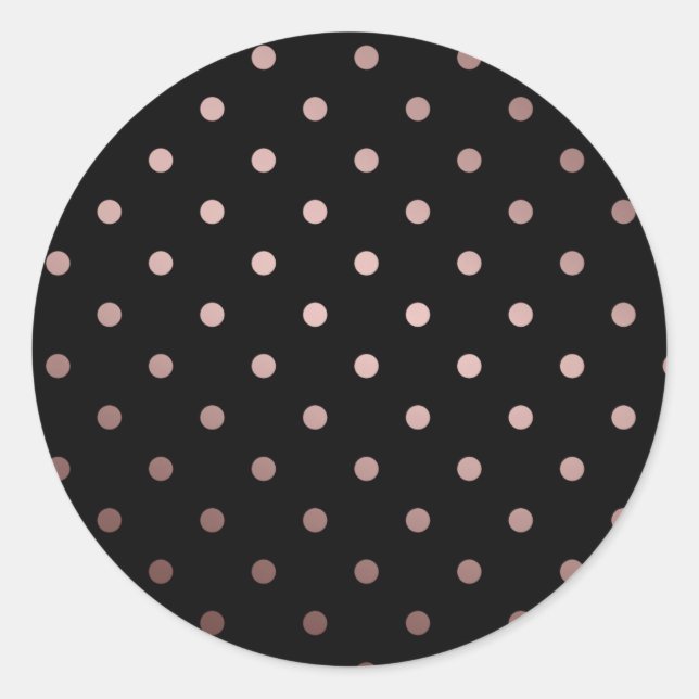 elegant faux rose gold black polka dots classic round sticker (Front)