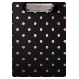 elegant faux rose gold black polka dots clipboard