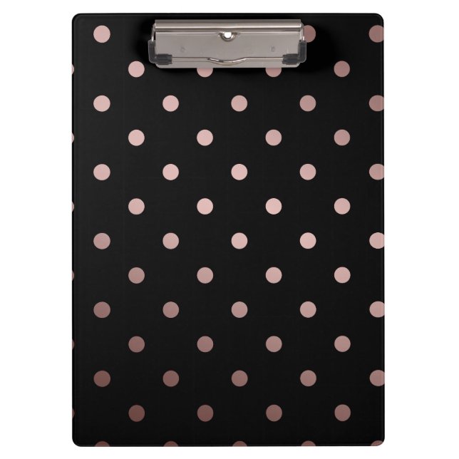 elegant faux rose gold black polka dots clipboard (Front)