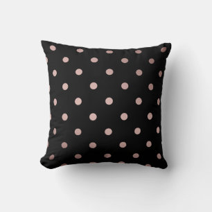 elegant faux rose gold black polka dots cushion