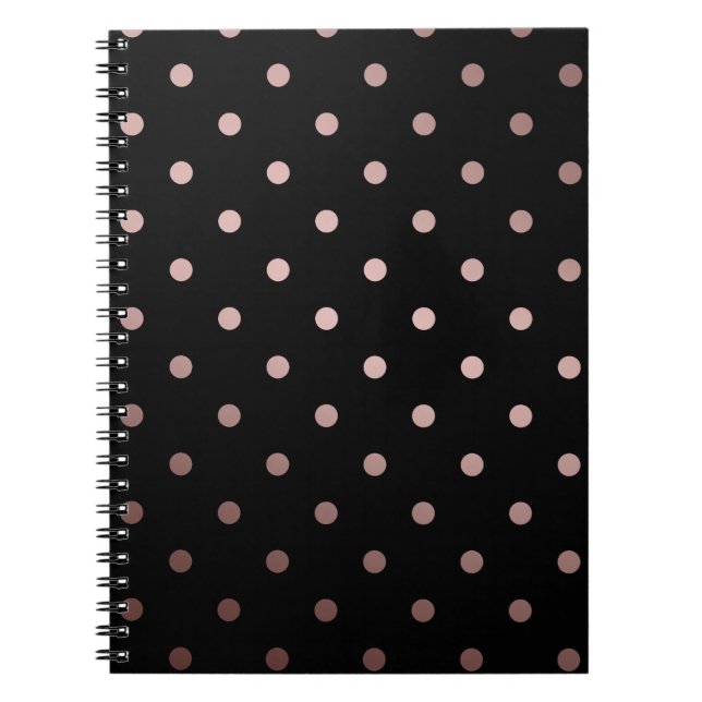 elegant faux rose gold black polka dots notebook (Front)