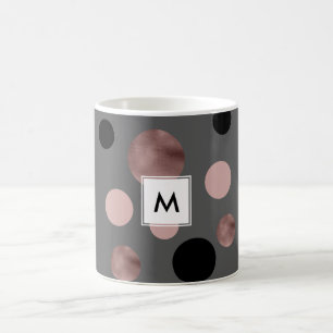 elegant faux rose gold blush pink black circles coffee mug