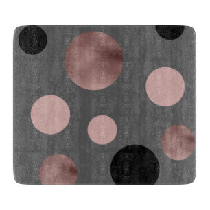 elegant faux rose gold blush pink black circles cutting board