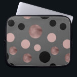 elegant faux rose gold blush pink black circles laptop sleeve<br><div class="desc">Modern and stylish design representing faux rose gold,  pink and black circles on a grey background.</div>
