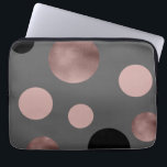 elegant faux rose gold blush pink black circles laptop sleeve<br><div class="desc">Modern and stylish design representing faux rose gold,  pink and black circles on a grey background.</div>