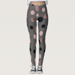 elegant faux rose gold blush pink black circles leggings<br><div class="desc">Modern and stylish design representing faux rose gold,  pink and black circles on a grey background.</div>
