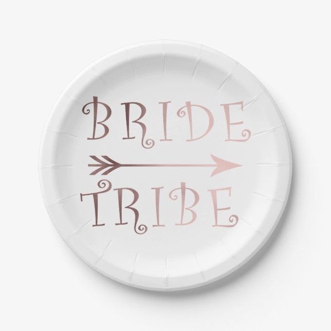 elegant faux rose gold bride tribe design paper plate (Front)
