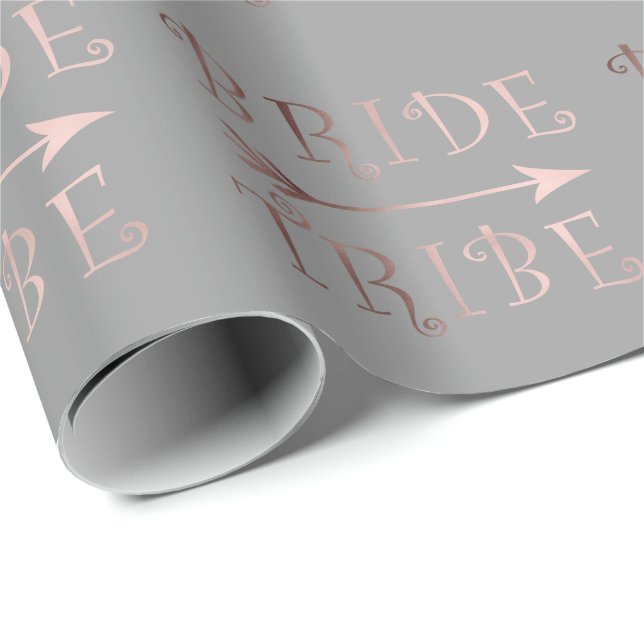 elegant faux rose gold bride tribe design wrapping paper (Roll Corner)