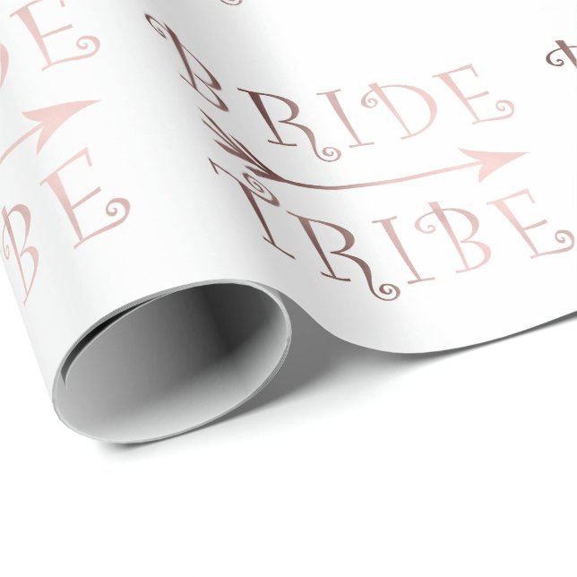 elegant faux rose gold bride tribe design wrapping paper (Roll Corner)