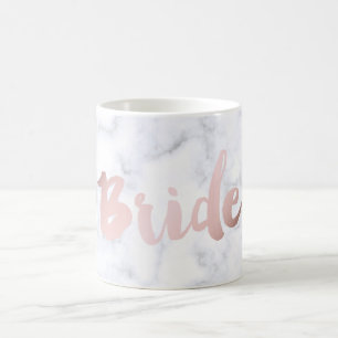 elegant faux rose gold "bride" white marble coffee mug