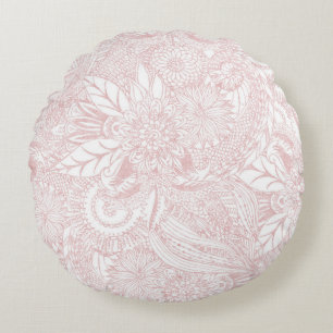 Elegant faux rose gold floral mandala design round cushion