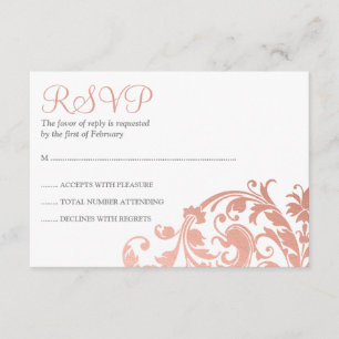 Elegant Faux Rose Gold Flourish Bat Mitzvah RSVP Card