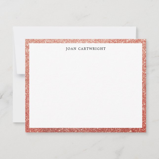 Elegant Faux Rose Gold Glitter Border Add Name Card (Front)