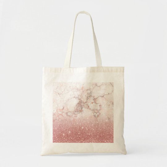 Elegant Faux Rose Gold Glitter White Marble Ombre