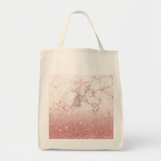 Elegant Faux Rose Gold Glitter White Marble Ombre