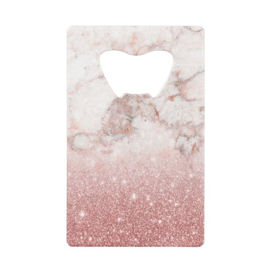Elegant Faux Rose Gold Glitter White Marble Ombre