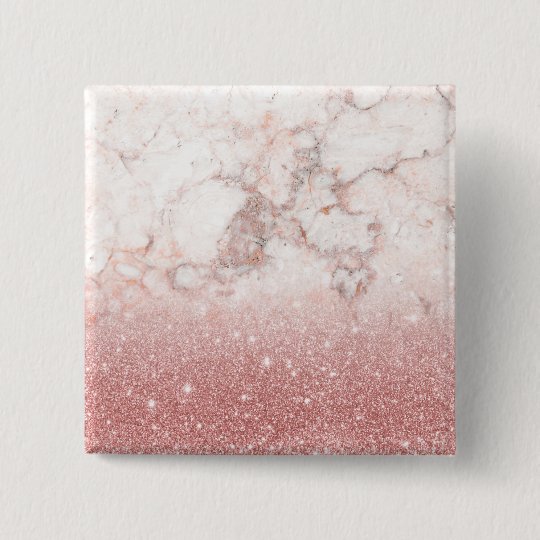 Elegant Faux Rose Gold Glitter White Marble Ombre 15 Cm Square Badge