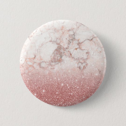 Elegant Faux Rose Gold Glitter White Marble Ombre 6 Cm Round Badge