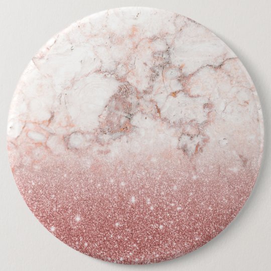 Elegant Faux Rose Gold Glitter White Marble Ombre 6 Cm Round Badge