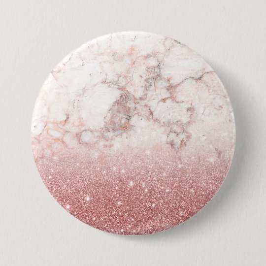 Elegant Faux Rose Gold Glitter White Marble Ombre 7.5 Cm Round Badge