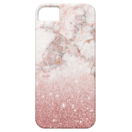 Elegant Faux Rose Gold Glitter White Marble Ombre Barely There iPhone 5 Case