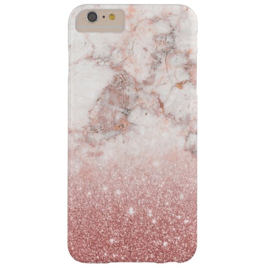 Elegant Faux Rose Gold Glitter White Marble Ombre Barely There iPhone 6 Plus Case
