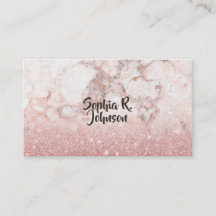 Elegant Faux Rose Gold Glitter White Marble Ombre