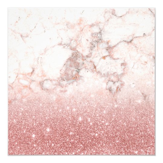 Elegant Faux Rose Gold Glitter White Marble Ombre Card