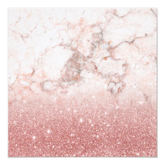 Elegant Faux Rose Gold Glitter White Marble Ombre Card