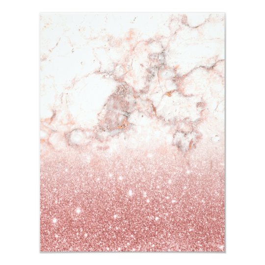 Elegant Faux Rose Gold Glitter White Marble Ombre Card