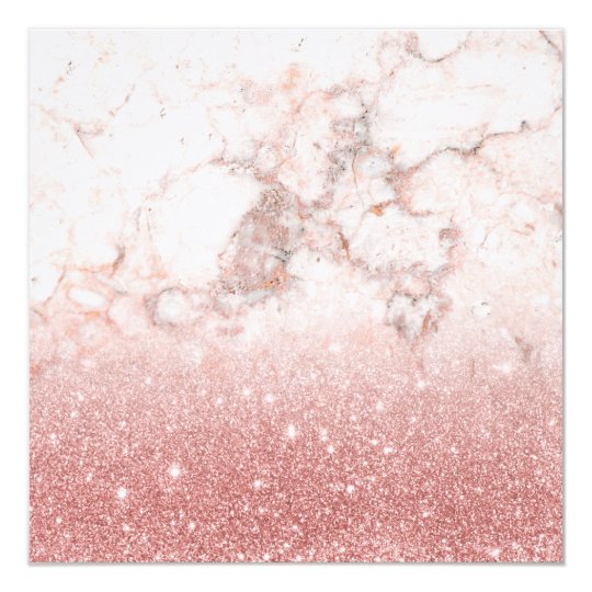 Elegant Faux Rose Gold Glitter White Marble Ombre Card
