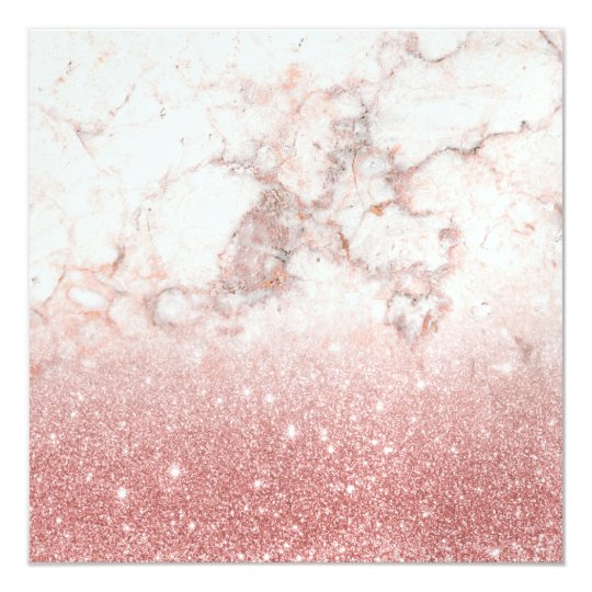 Elegant Faux Rose Gold Glitter White Marble Ombre Card