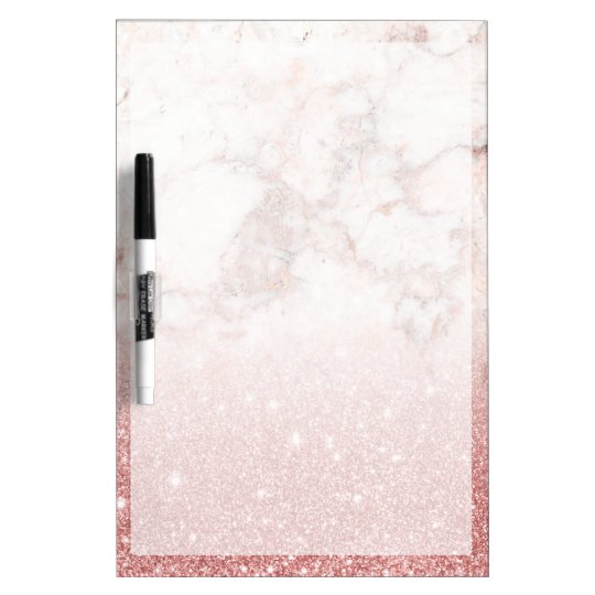 Elegant Faux Rose Gold Glitter White Marble Ombre Dry-Erase Boards