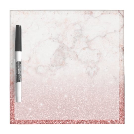 Elegant Faux Rose Gold Glitter White Marble Ombre Dry-Erase Whiteboards