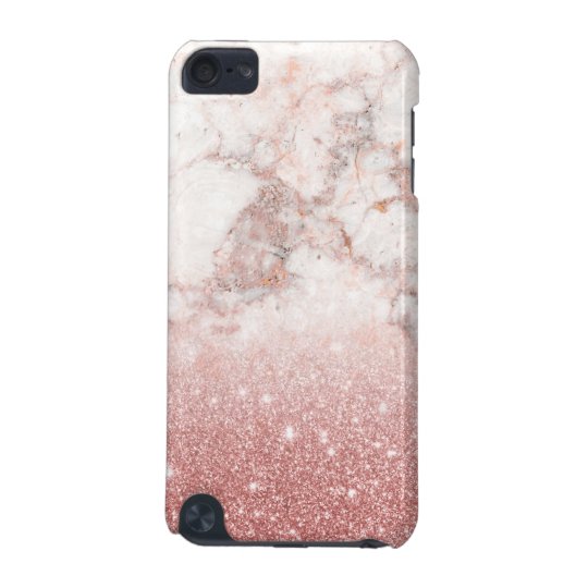 Elegant Faux Rose Gold Glitter White Marble Ombre iPod Touch 5G Cover