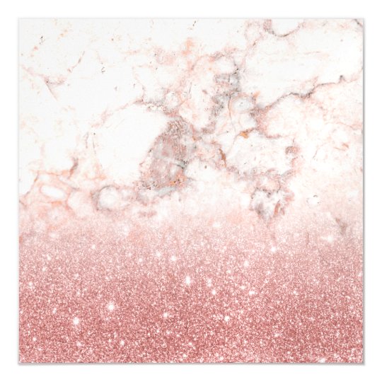 Elegant Faux Rose Gold Glitter White Marble Ombre Magnetic Invitations
