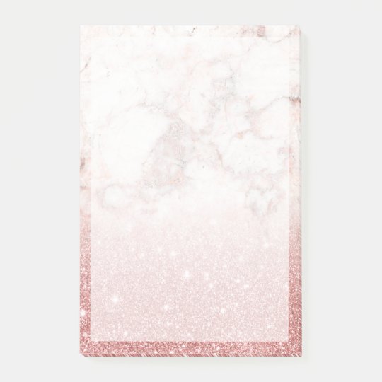 Elegant Faux Rose Gold Glitter White Marble Ombre Post-it Notes