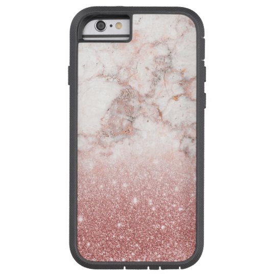 Elegant Faux Rose Gold Glitter White Marble Ombre Tough Xtreme iPhone 6 Case