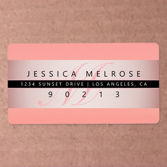 Elegant Faux Rose Gold & Monogram Return Address (Creator Uploaded)