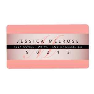 Elegant Faux Rose Gold & Monogram Return Address
