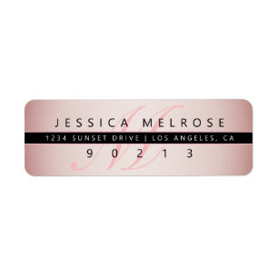 Elegant Faux Rose Gold & Monogram Return Address Label