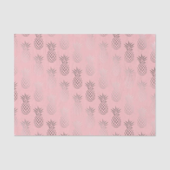 Elegant faux rose gold pink pineapple pattern tissue paper (Front)