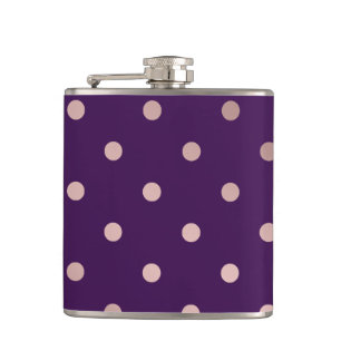 elegant faux rose gold purple polka dots hip flask