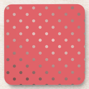 elegant faux rose gold red polka dots coaster