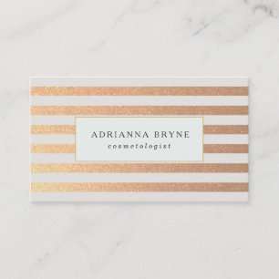 Elegant Faux Rose Gold Striped Pattern Salon Spa Business Card