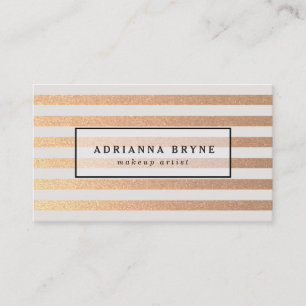 Elegant Faux Rose Gold Striped Pattern Salon Spa Business Card