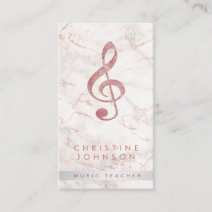elegant faux rose gold treble clef music teacher business card