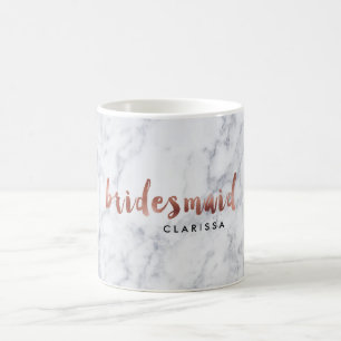 elegant faux rose gold white marble bridesmaid coffee mug